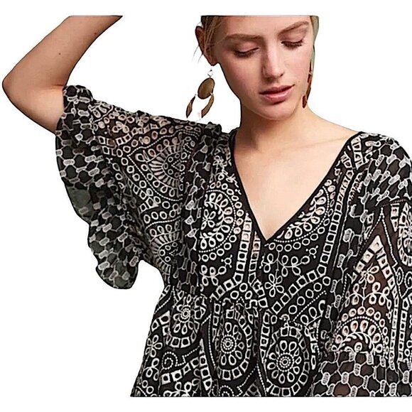ANTHROPOLOGIE Akemi+Kin Brooke Embroidered Eyelet Dress w/Kimono Sleeve - Size 2 - Picture 2 of 13